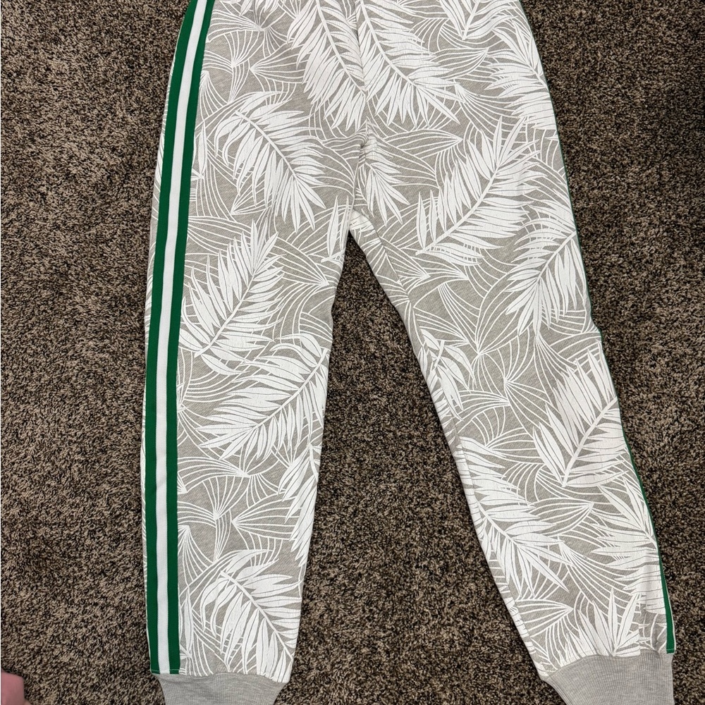 Current/Elliott Leaf Pattern Joggers With Green S… - image 1